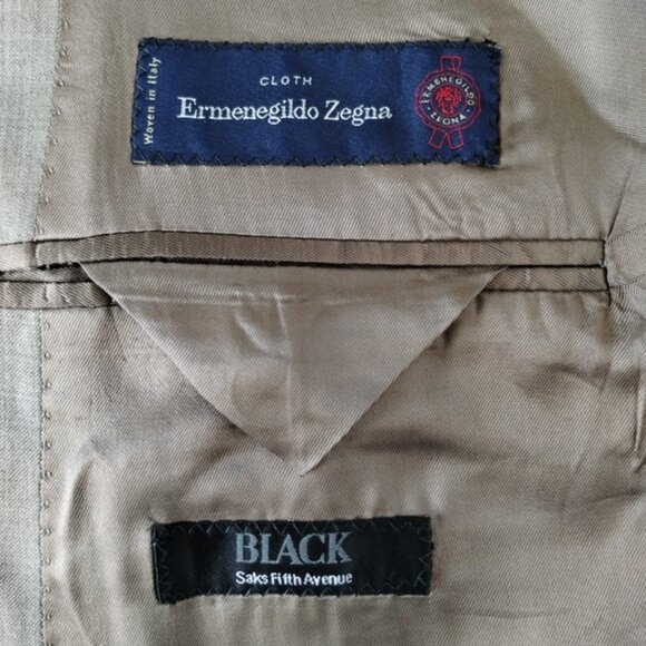 Ermenegildo Zegna Saks Fifth Ave Mens Blazer 42L Beige Wool Silk Blend Office - Picture 3 of 10